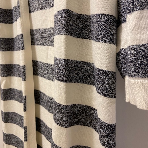 Talbots Navy and Cream Striped Cardigan - Picture 4 of 7